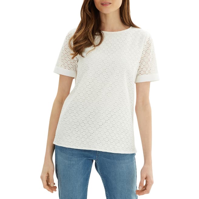 Jaeger White Broderie Cotton Top