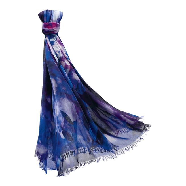 Pure Collection Blue Digital Floral Ultra Soft Printed Scarf