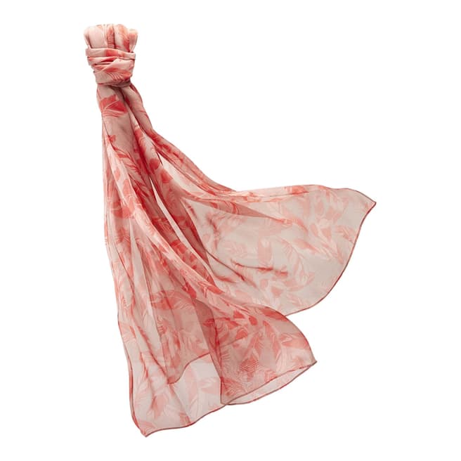 Pure Collection Pink Feather Print Silk Printed Scarf