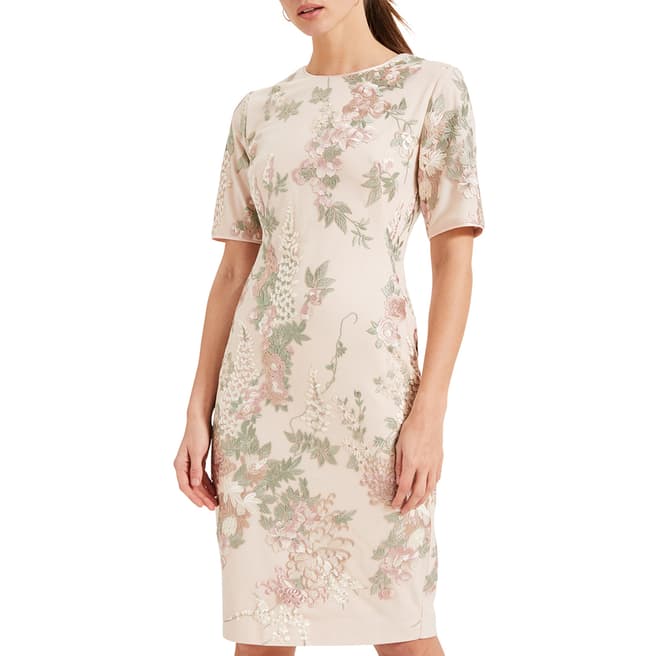 Phase Eight Beige Annalise Embroidered Dress