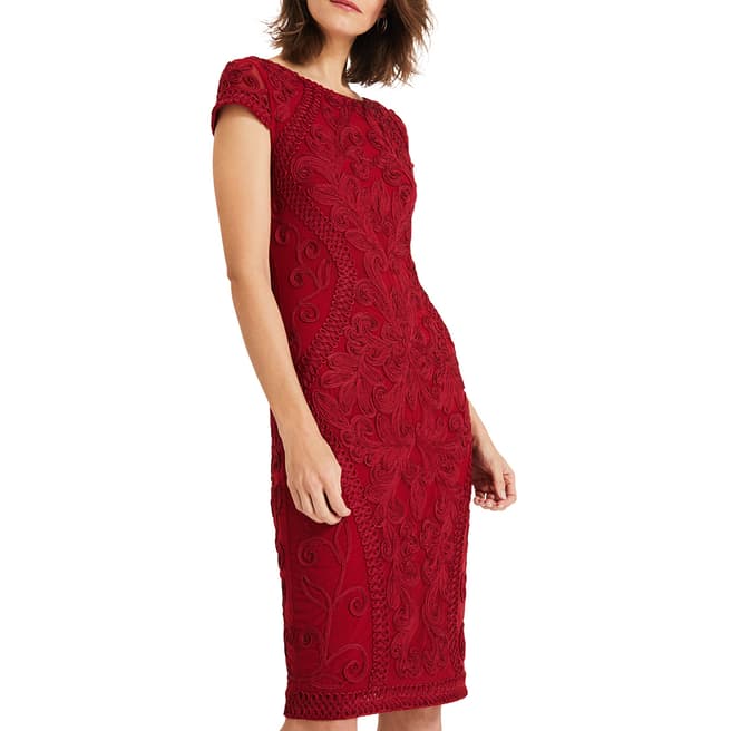 Phase Eight Red Perdy Tapework Dress