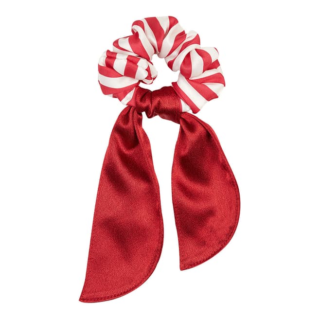 Marzoline Luxury Italian Red/White Stripe Silk Scrunchie  