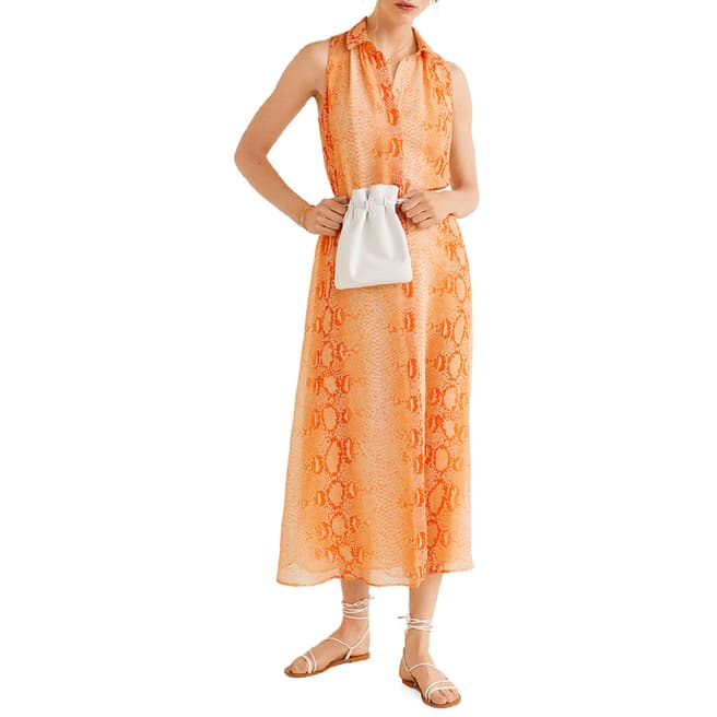 Mango Orange Printed Long Dress