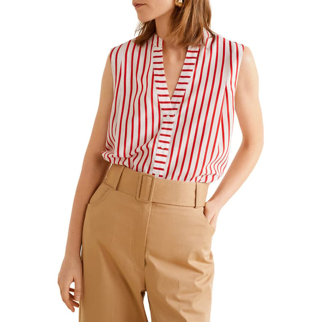 Mango Red Striped Blouse