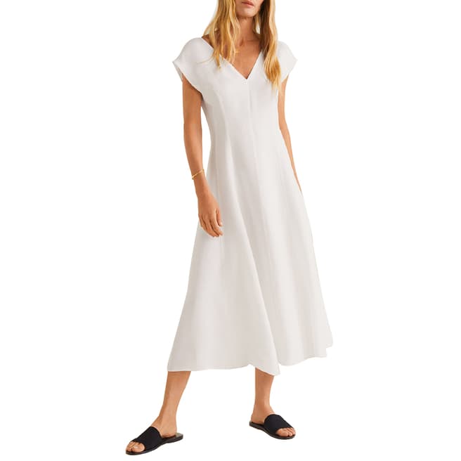 Mango White Fitted Soft Dress