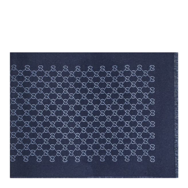 Gucci Blue Stripe Monogram Scarf