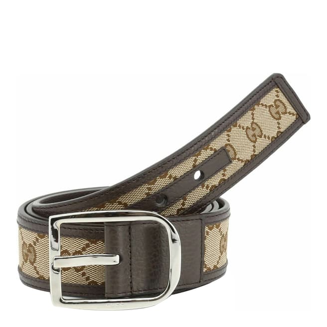 Gucci Men's Brown Gucci Canvas Leather Belt
