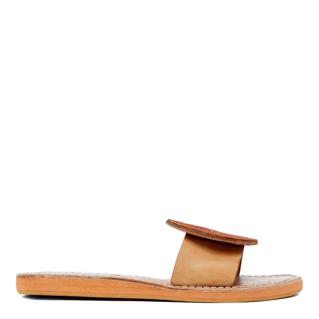 Laidback London Tan Remi Leather Flat Sandal