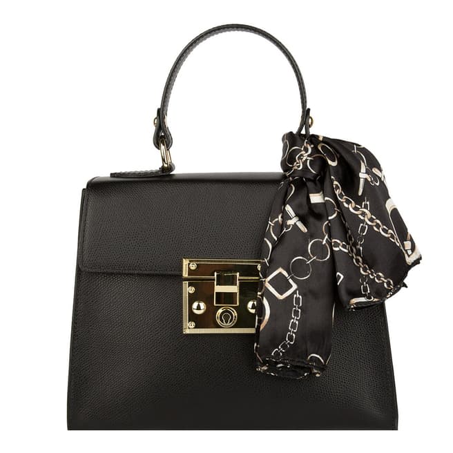 Giulia Monti Black Leather Top Handle Bag