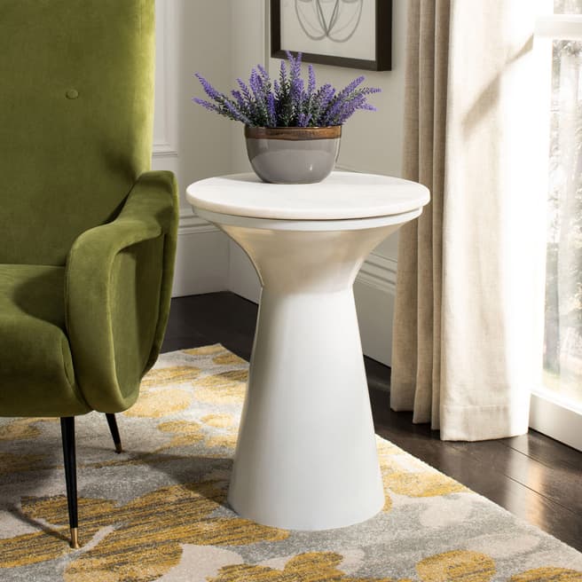 Safavieh Drew Pedestal End Table, White Marble