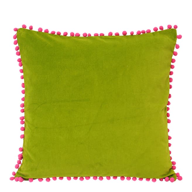 RIVA home Velvet Pom 45x45cm Cushion, Green