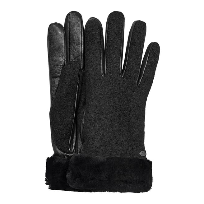 UGG Black Fabric Leather Shorty Glove