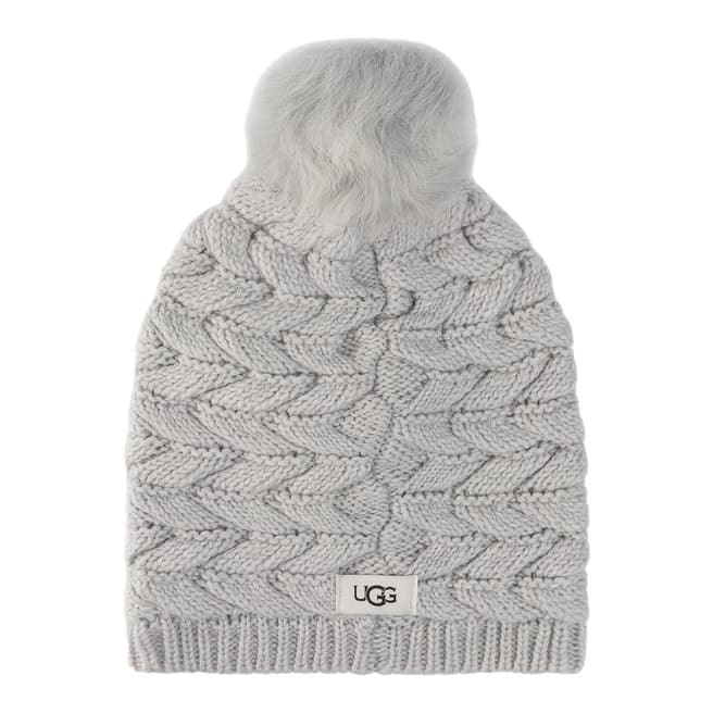 UGG Light Grey Cable Hat With Pom