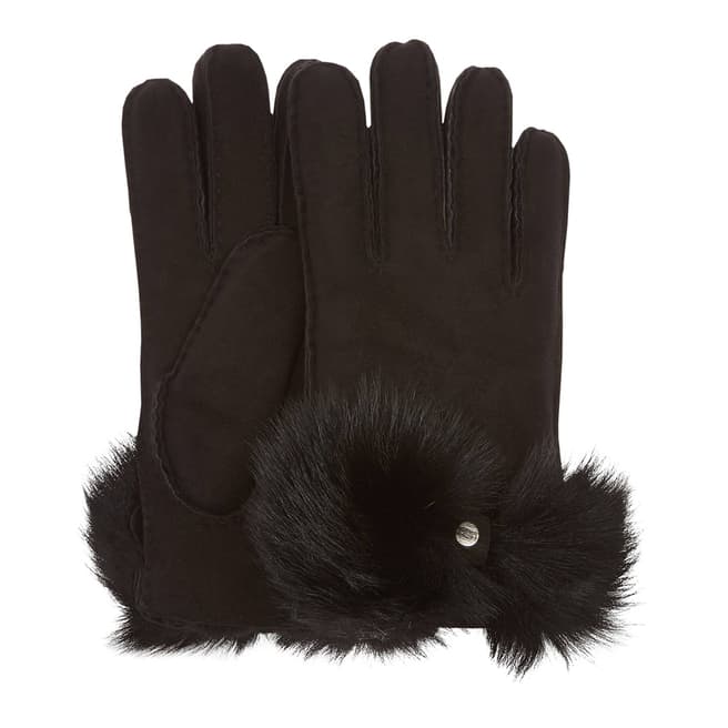 UGG Black Long Pile Bow Glove