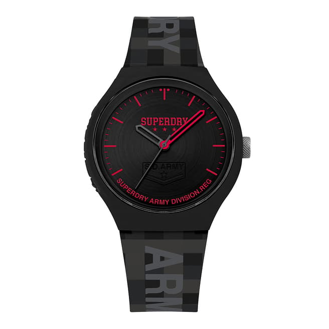 Superdry Black Type Print Silicone Watch
