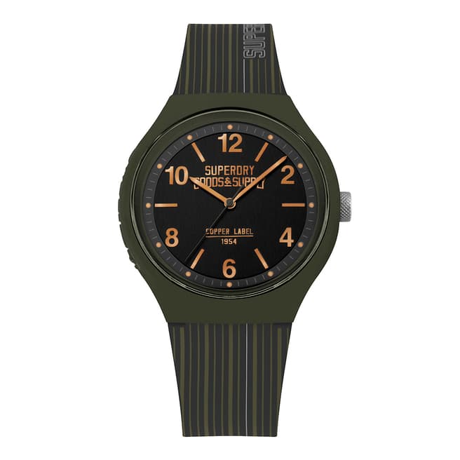 Superdry Khaki Stripe Silicone Strap Watch