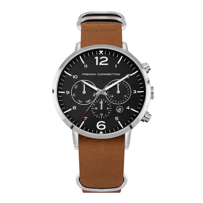 French Connection Brown Leather Strap Watch