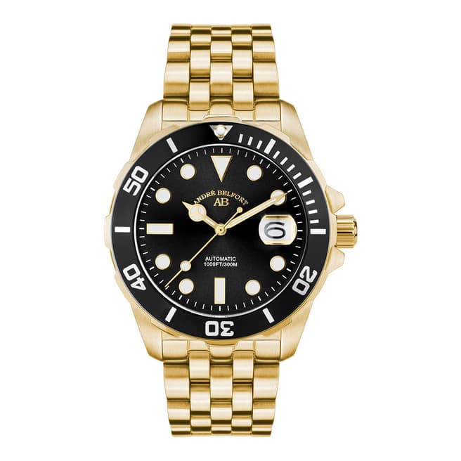 Andre Belfort Men's Black & Gold Watch