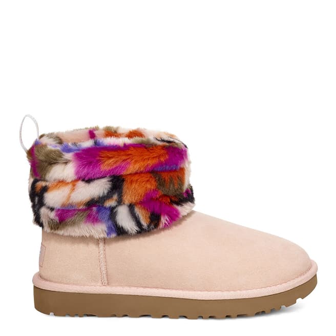 UGG Pink Multi Fluff Mini Quilted Motlee Boot