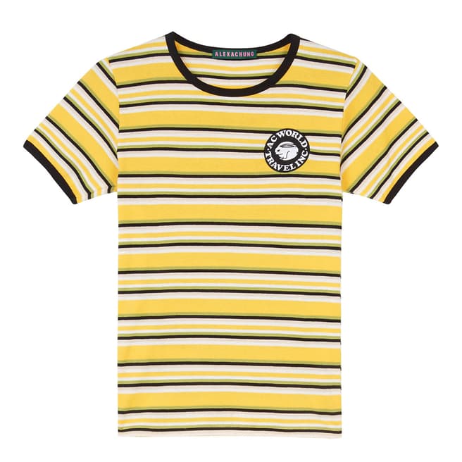 ALEXA CHUNG Yellow Stripe Ringer Cotton T-Shirt