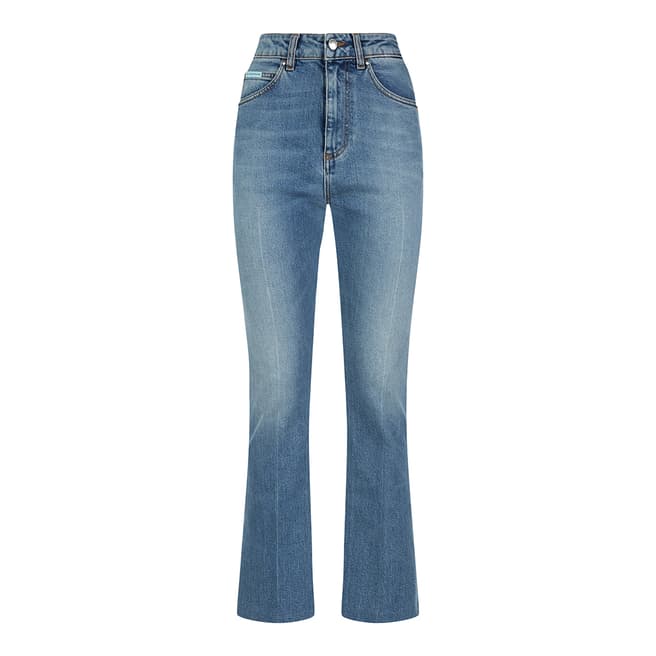 ALEXA CHUNG Mid Blue Wash Flares Cotton Stretch Jeans