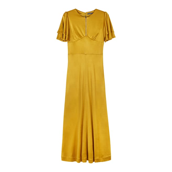 ALEXA CHUNG Yellow Zip Cotton Blend Jersey Dress
