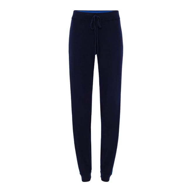 Cocoa Cashmere Navy Drawstring Fitted Cashmere Joggers
