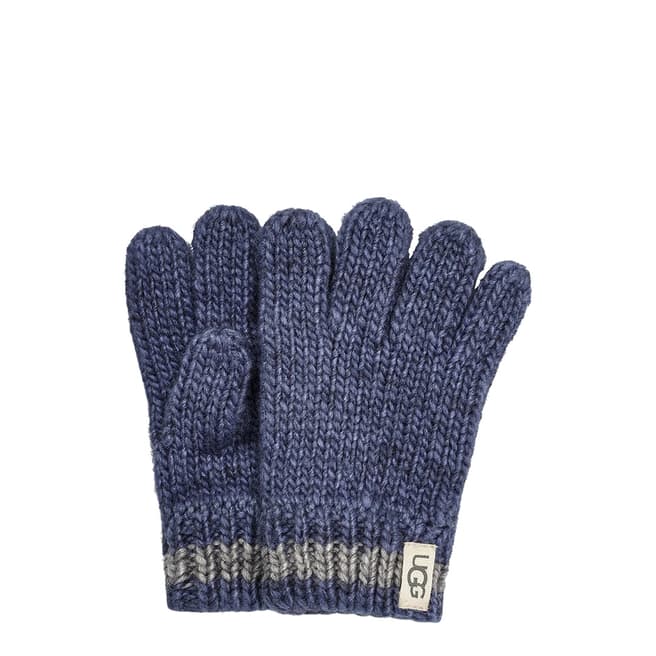 UGG Navy Chunky Stripe Knit Gloves