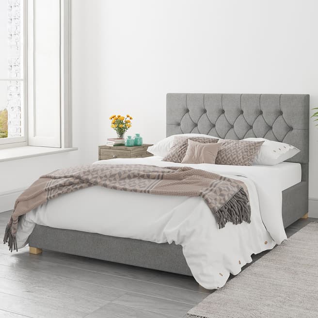 Aspire Furniture Olivier Grey Superking Eire Linen Ottoman Bed