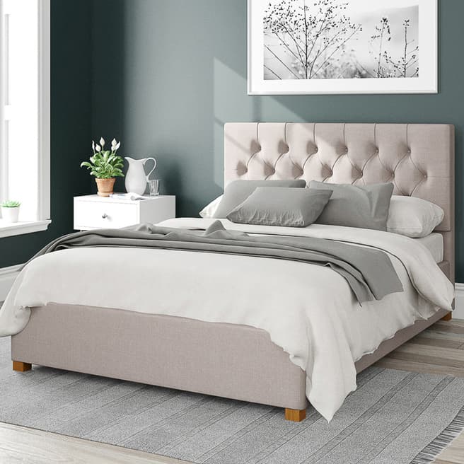 Aspire Furniture Olivier Eire Linen Double Ottoman Bed, Off White