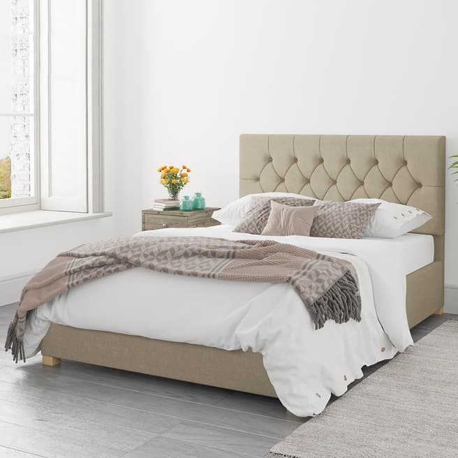 Aspire Furniture Olivier Natural Double Eire Linen Ottoman Bed