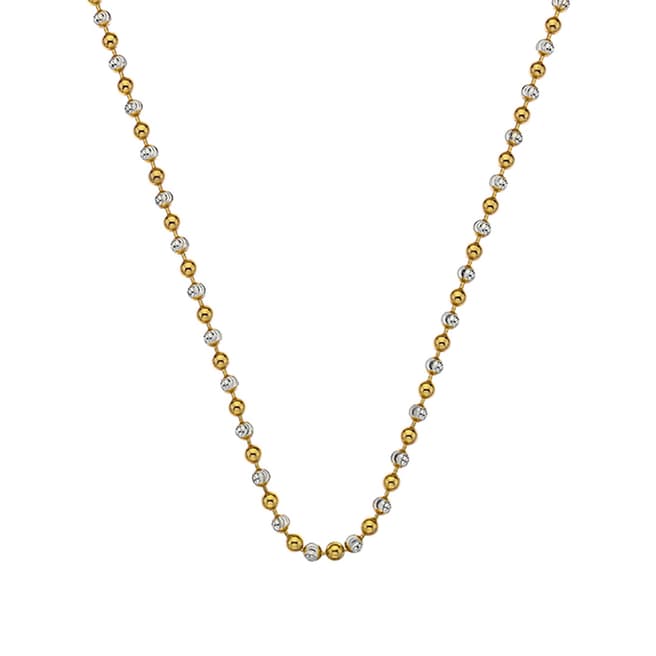 Emozioni 24 inch Sterling Silver and Yellow Gold Plated Accent Bead Chain