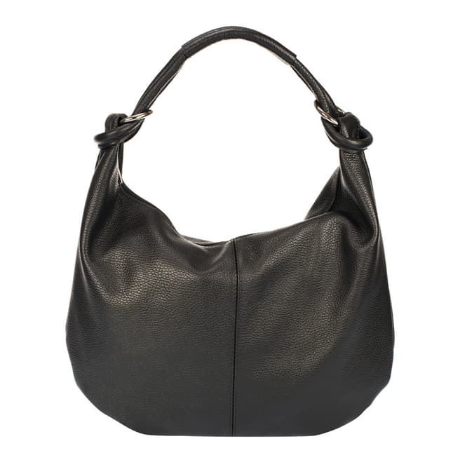 Giulia Massari Black Leather Top Handle Bag