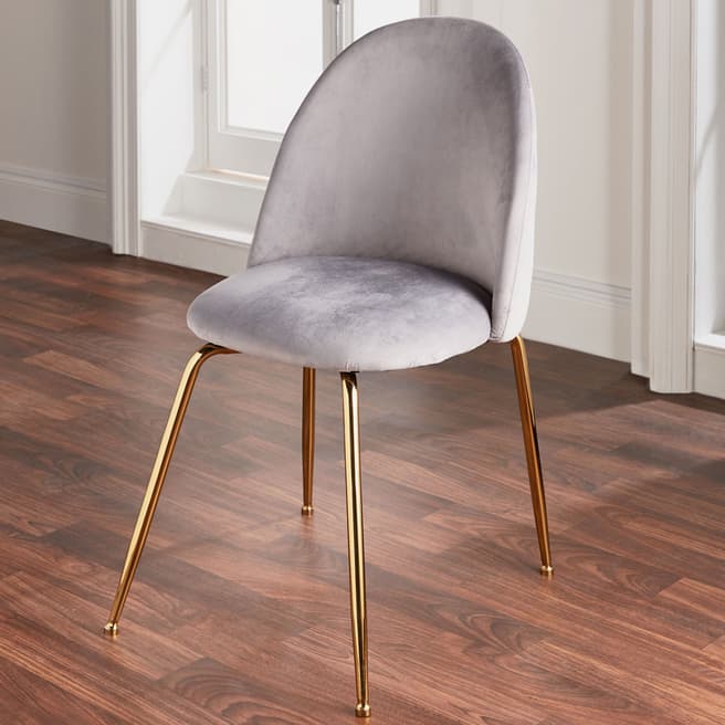 Native Home & Lifestyle Grey Velvet Dining Chair, Gold Legs