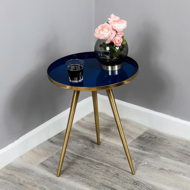 Native Home & Lifestyle Side Table Blue Enamel Tray