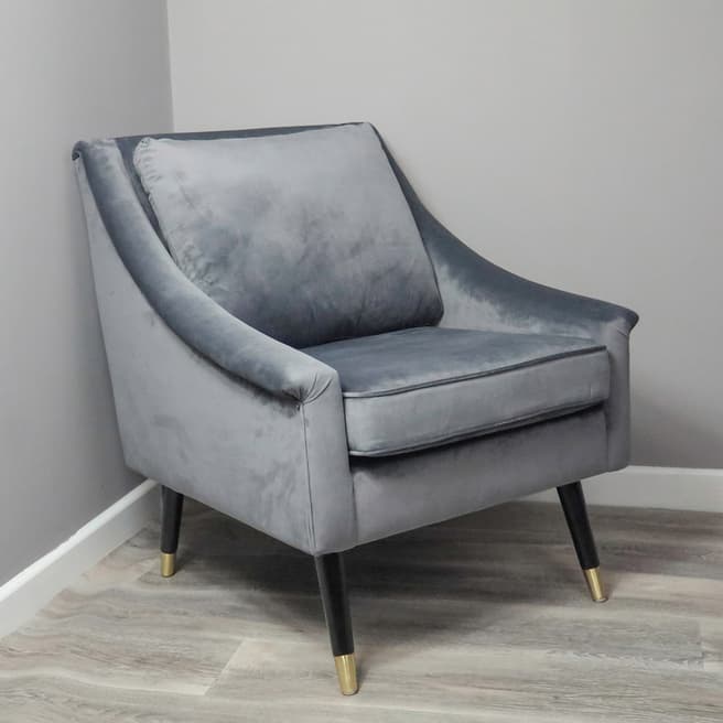 Native Home & Lifestyle Grey Velvet Armchair