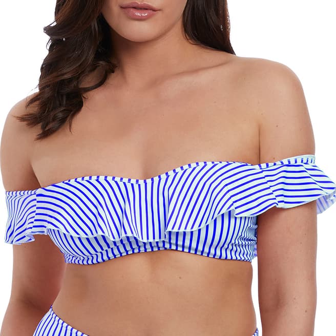 Freya Cobalt Totally Stripe Bardot Bikini Top
