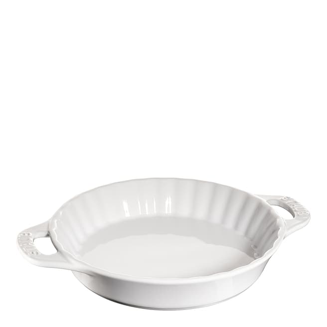 Staub Pure White Round Ceramic Pie Dish, 24cm