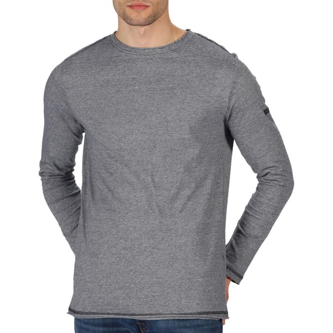 Regatta Navy Stripe Cotton Blend Sweatshirt