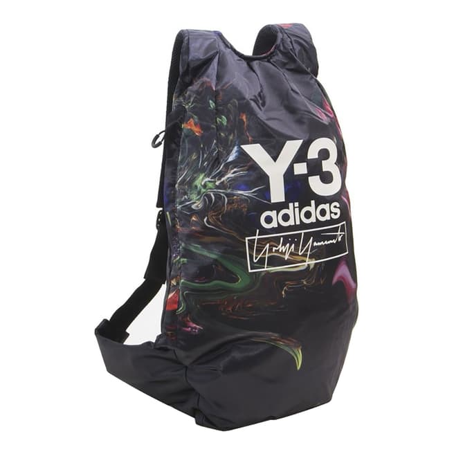 adidas Y-3 Black Abstract Floral Print Backpack