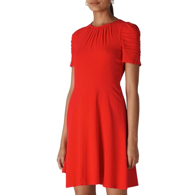 WHISTLES Red Simone Flippy Dress