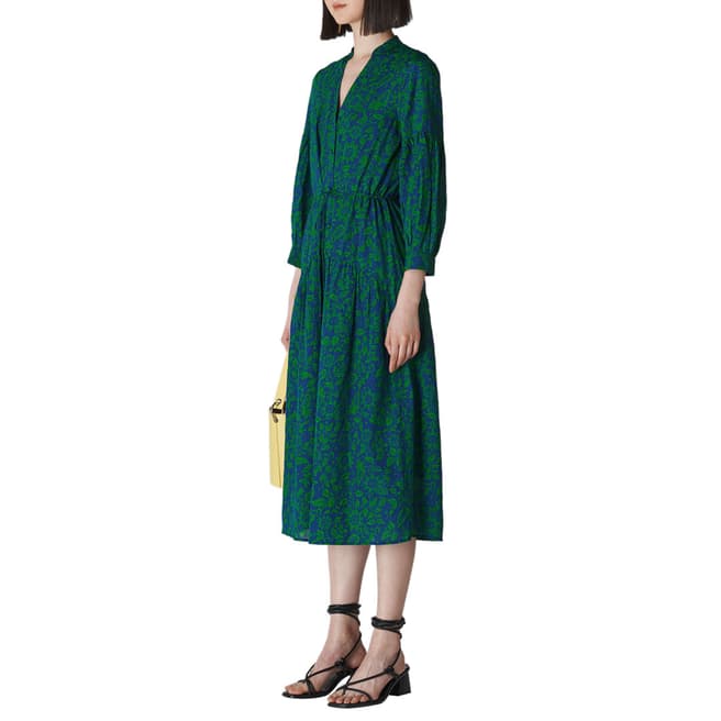 WHISTLES Green Valeria Henna Shirt Dress