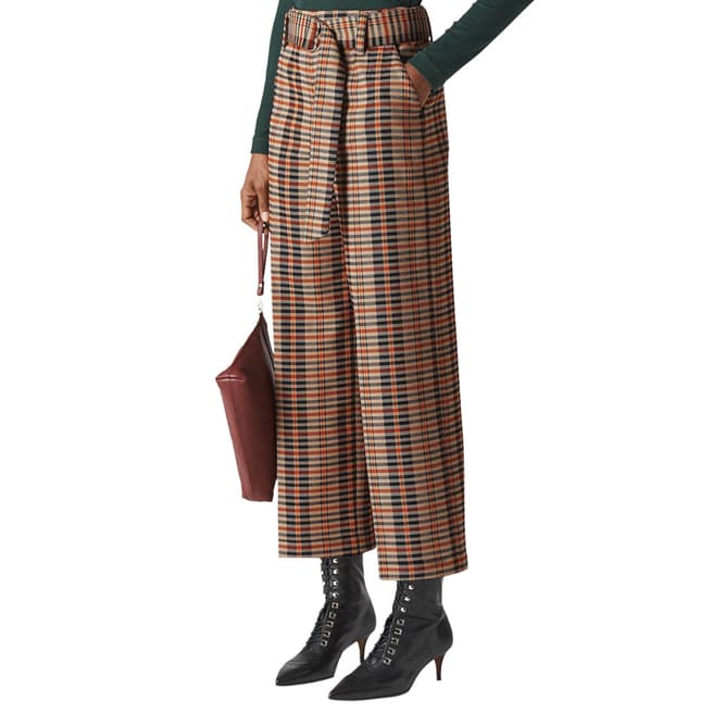 WHISTLES Multi Check Wide Leg Trousers