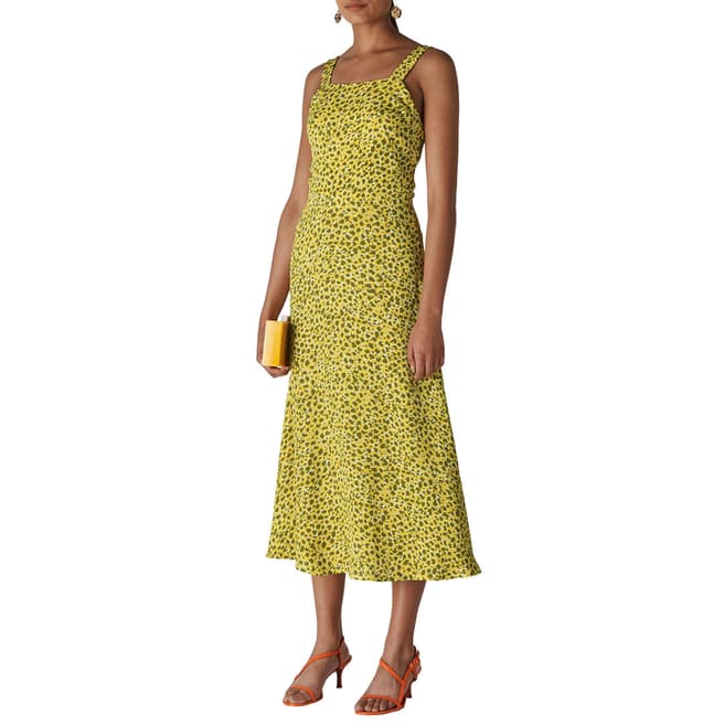 WHISTLES Yellow Leopard Llora Clouded Dress