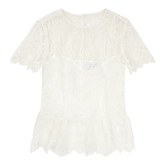 Reiss White Fiona Lace Top