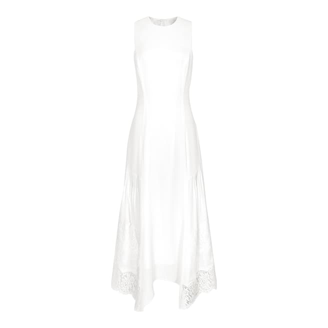 Reiss White Romi Lace Back Midi Dress