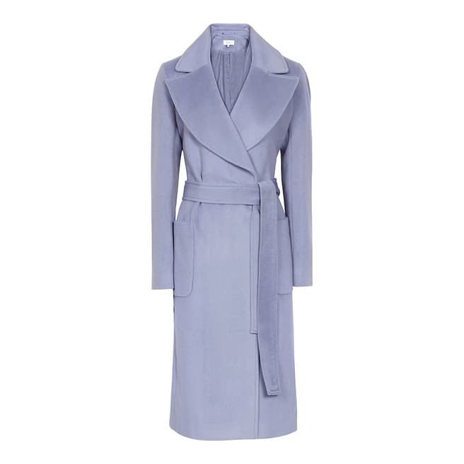 Reiss Light Blue Faris Wool Belted Coat