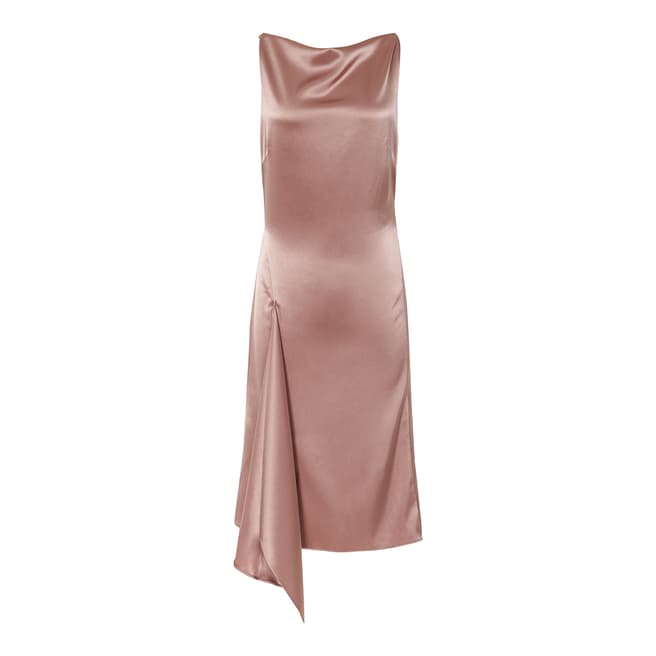 Reiss Pink Serenella Satin Drape Dress