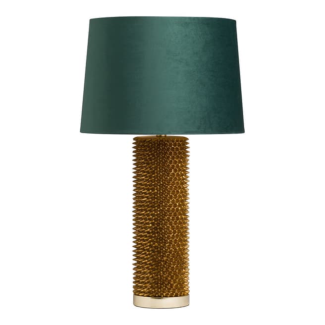 Hill Interiors Antique Gold Acantho Table Lamp With Emerald Velvet Shade