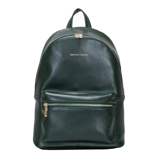 Smith & Canova Dark Green Smooth Zip Around Backpack